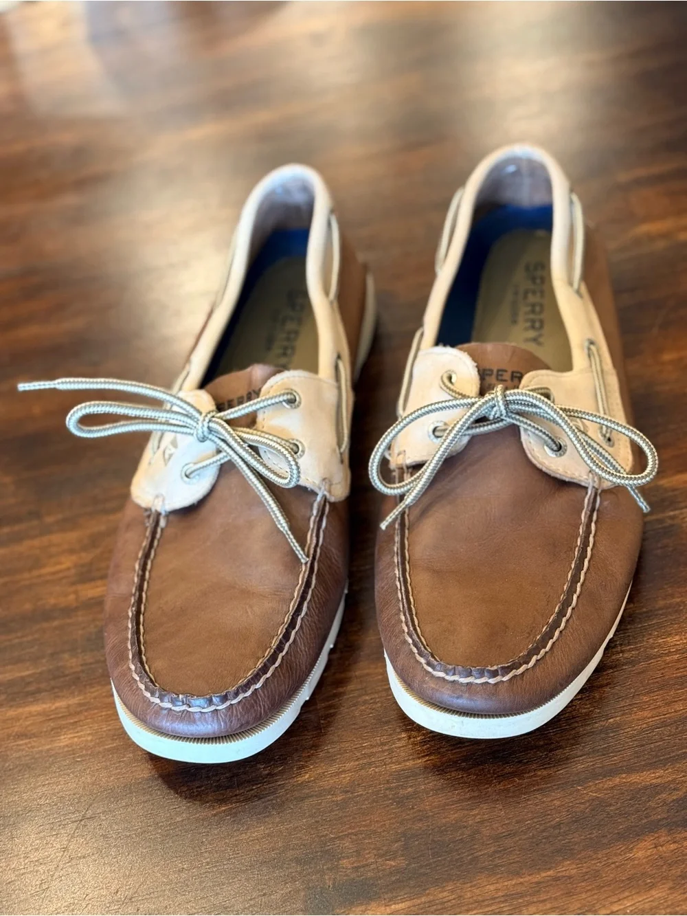 Sperry Men's Two-Tone Brown Leather Boat Shoes Top Sider